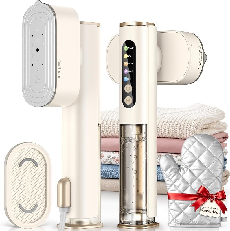 Travel Steamer for Clothes, 100-240V Dual Voltage, 15s Heat-Up, 2-in-1 Steam & Dry Iron, Portable Handheld Garment
