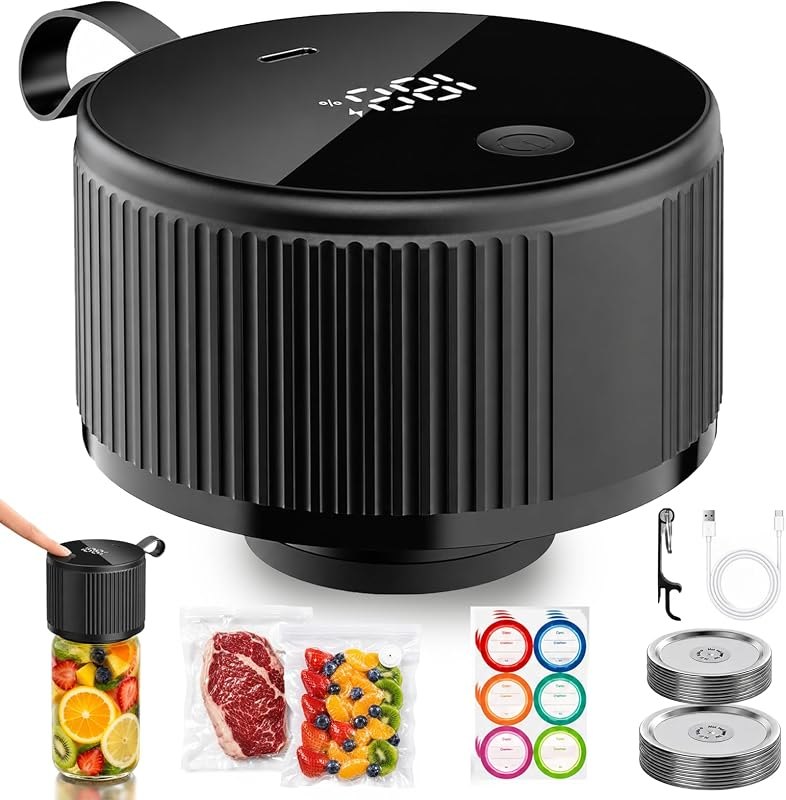 Mason Jar Vacuum Sealer for Canning & Food Storage,Black — self sealing mason jar for self sealing mason jar