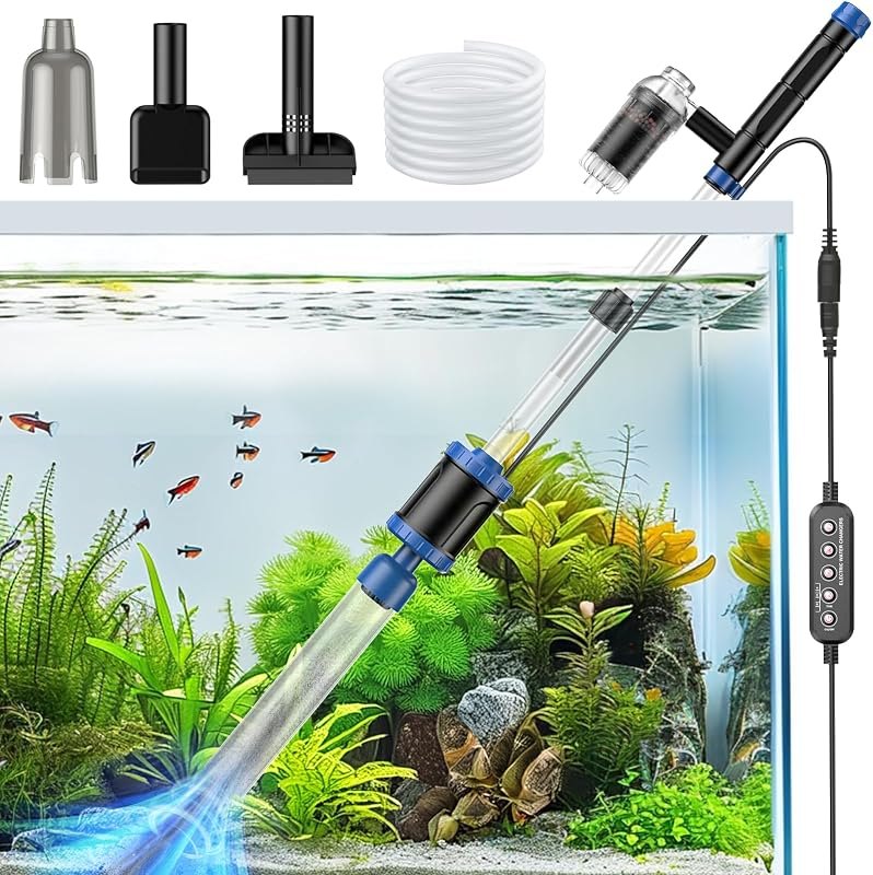 36W Aquarium Vacuum Gravel Cleaner: 8 in 1 Electric Fish Tank Cleaner — aquarium gravel vacuum for aquarium gravel