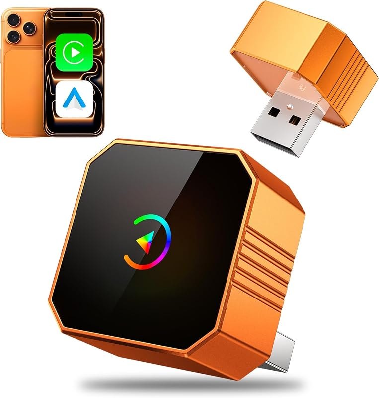 Aimoon 2026 Upgraded Wireless CarPlay Adapter for iPhone&Android, Car Play Mini Wired to Wireless Adapter for CarPlay