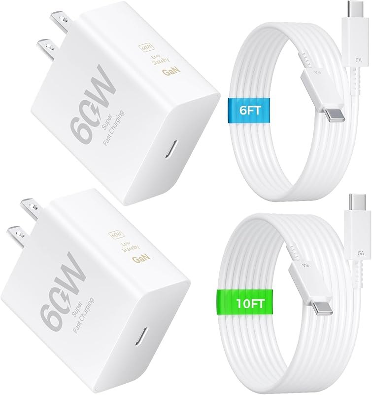 iPhone 18 17 16 Pro Max Charger Fast Charging, 60W USB C iPhone 18/17/16 Super Fast Charger Block with 6 &10ft Long