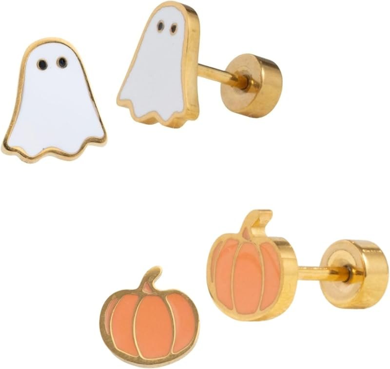 Halloween Flat Back Stud Earrings Set - Hypoallergenic — flat screw back earrings for flat screw back earrings