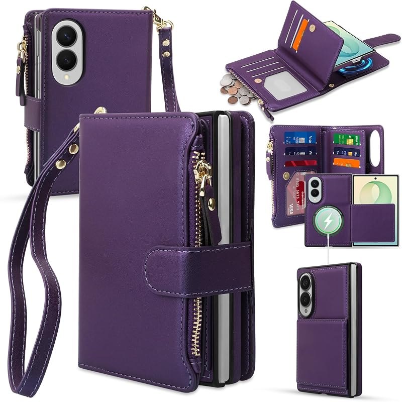for Samsung Galaxy Z Fold 8 Crossbody Wrist Strap Wallet Case — galaxy z fold 8 folio for galaxy fold folio