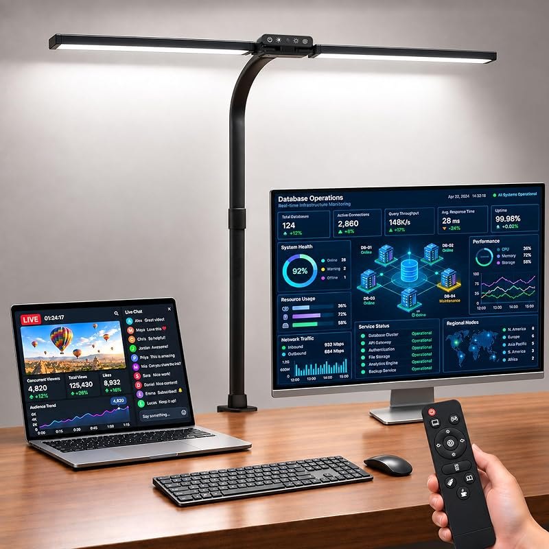 Led Desk Lamp for Home Office, 30.7-Inch Dual-Bar Light for Dual Monitors — ScreenBar for monitor light bar