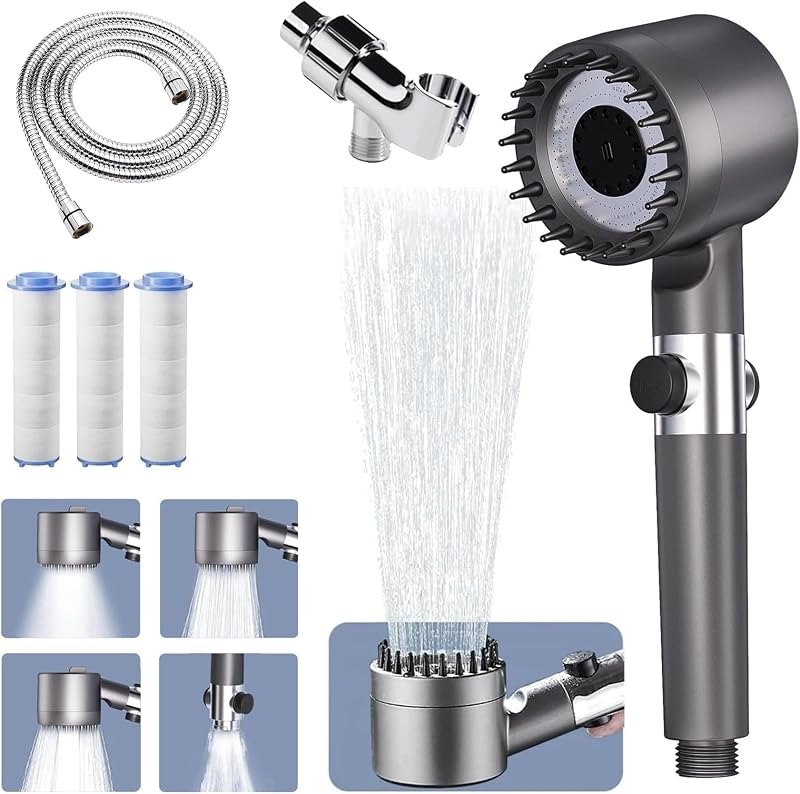 Ion Dro Shower Head,Shower Head High Pressure, Showerhead with Handheld and 3 Filters, 4 Spray Modes & Pause Switch