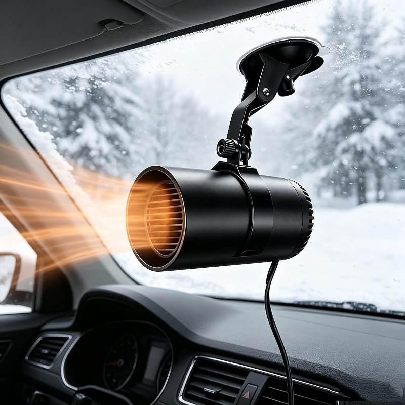Car Heater, 12V 150W 2-in-1 Heating & Cooling Fan, Windshield Defogger & Defroster, Plug-in Portable Car Heater for
