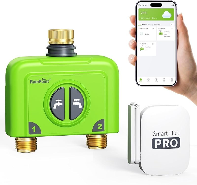 RAINPOINT 2 Zone WiFi Water Timer for Garden Hose, Sprinkler Hose Timer — hydroponics hydroponic timer for hydroponics