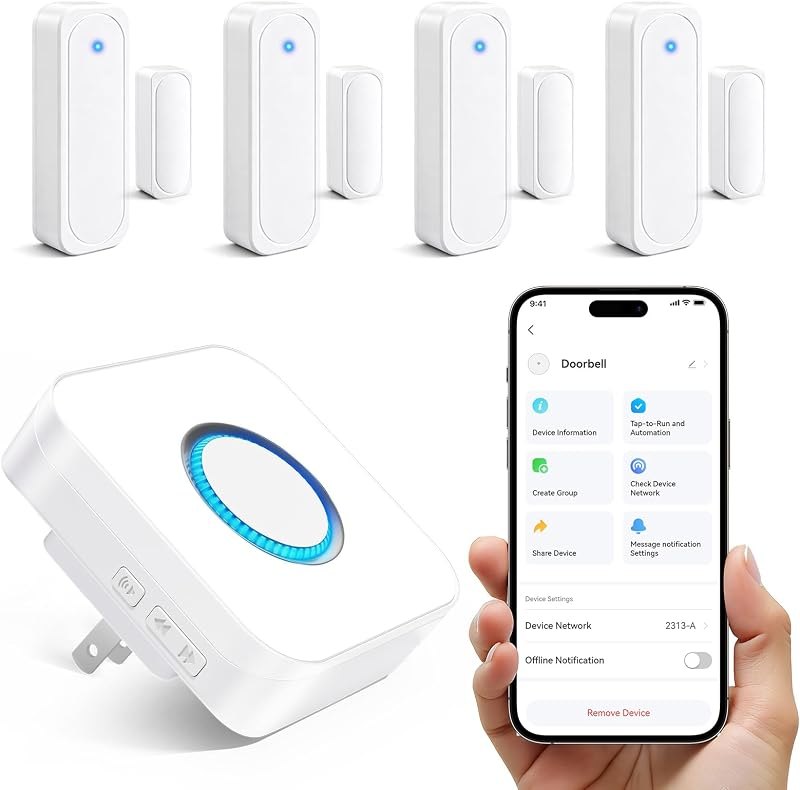 4 in 1 Smart WiFi Door Chime When Door Opens Entry Alarm for Security/Kids — safety door alarm for safety door alarm