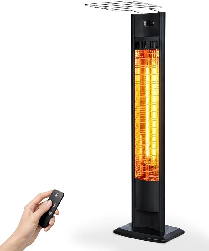 hykolity Electric Patio Heater 38.5in, 1500W Infrared Indoor & Outdoor, Portable Standing Space Heater with IPX4