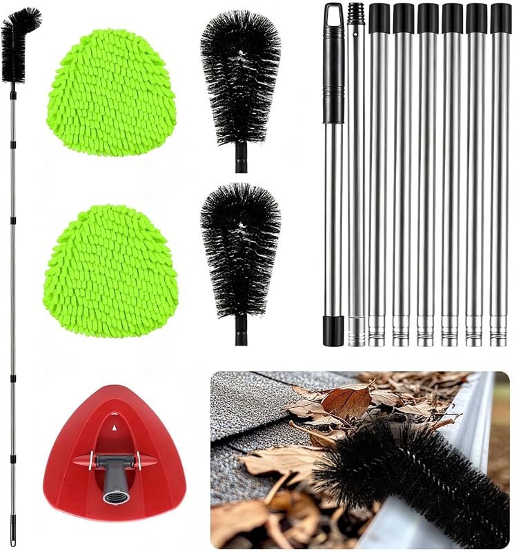 Gutter Cleaning Tools from the Ground with Adjustable Stainless Steel Pole — rain gutter brush for rain gutter brush