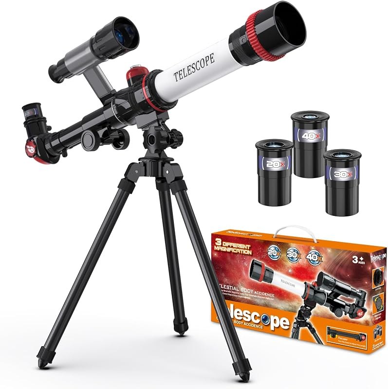 Telescope for Kids, Kids Telescope with Compass and 3 Eyepieces, Great Space Toys for Boys & Girls, STEM Educational