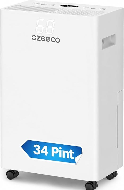 34 Pint/Day Dehumidifier for Basement with Drain Hose, 2500 Sq.Ft, 35dB — 12 pint dehumidifier for pint dehumidifier