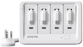 1 Lightning, 3 Type-C Retractable Wall Chargers and 1 Power Strip with App Remote Control, 12-in-1 Smart WiFi Modular