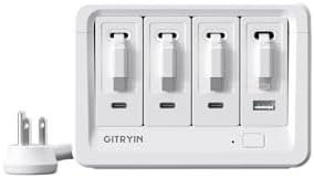 1 Lightning, 3 Type-C Retractable Wall Chargers with 1 USB A Port and 1 Power Strip with App Remote Control, 12-in-1