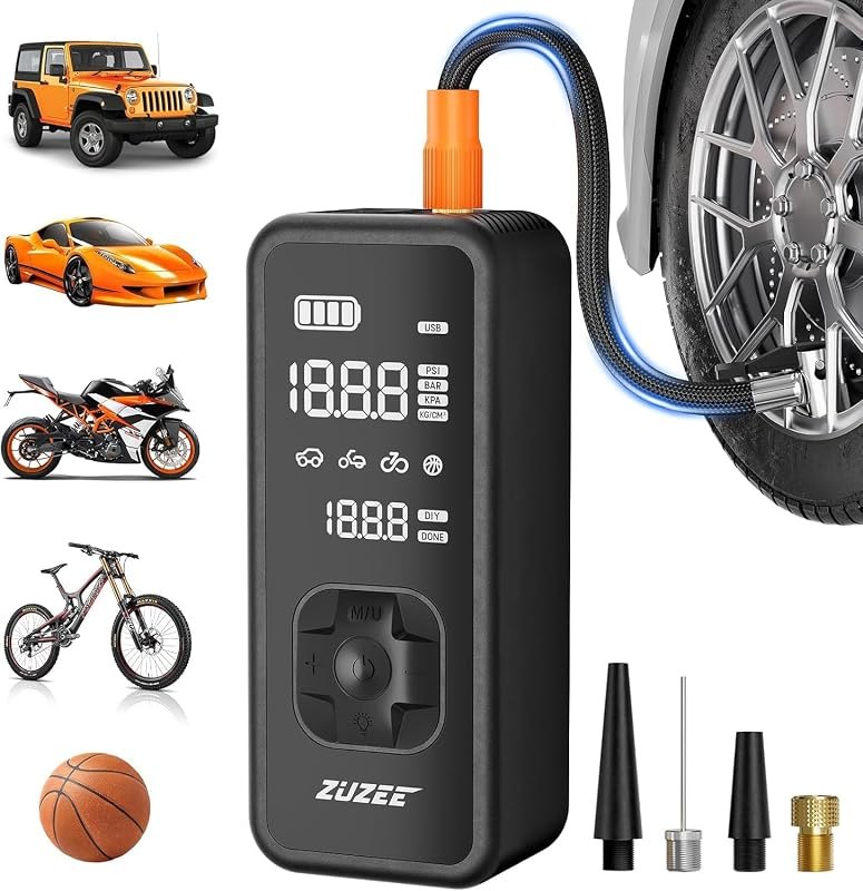 ZUZEE Tire Inflator Portable Air Compressor with Digital Gauge 150 PSI