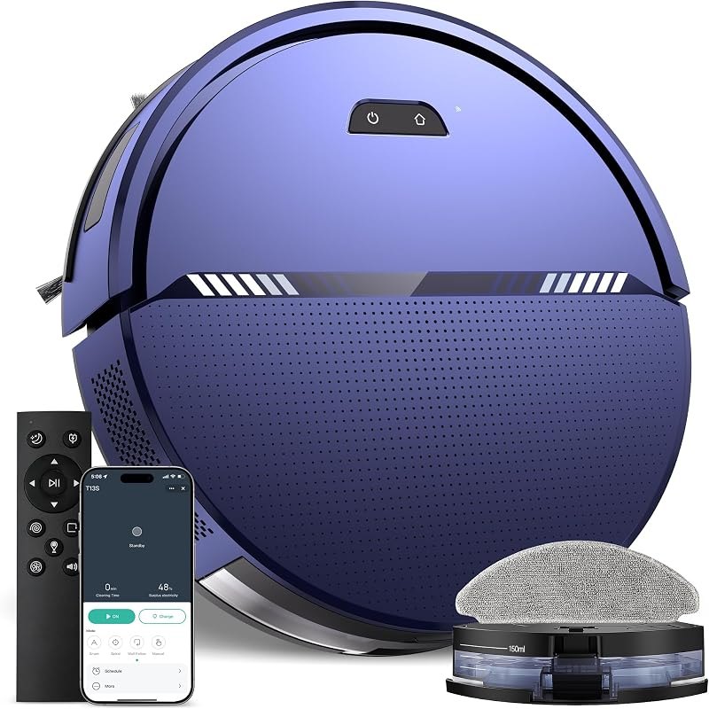 Robot Vacuum and Mop Combo, 8000Pa Strong Suction 2 in 1 Vacuum Robot with Mopping, with Schedule, Wi-Fi/App/Remote