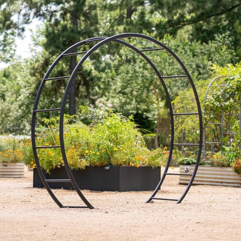 88" Tall Moon Gate Garden Arch Vego Garden Galvanized Garden Arbor for Outdoor Climbing Plants, 8ft Width Metal
