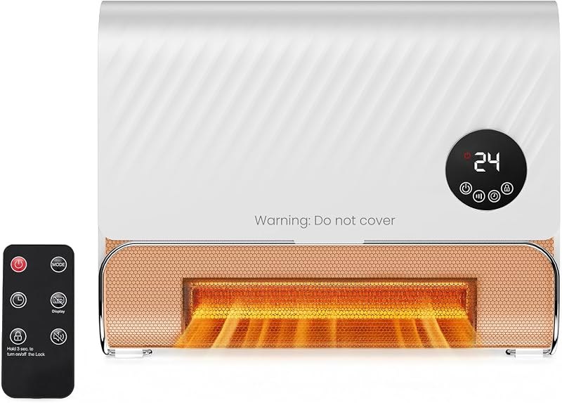 Sweetcrispy Electric Wall Space Heater, 13IN Small Heaters for Indoor Use — electric wall heater for electric wall