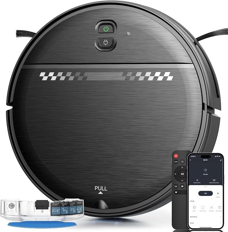 Robot Vacuum and Mop for Pet Hair, 2-in-1 Robot Vacuum Cleaner for Hard Floors&Carpets with 2.87'' Slim Design