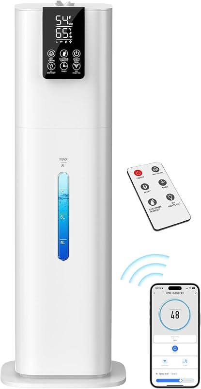 Smart Humidifiers Large Room Bedroom Home,2.11Gal(8L) Quiet Top Fill Cool Mist Humidifier,Smart App & Remote Control
