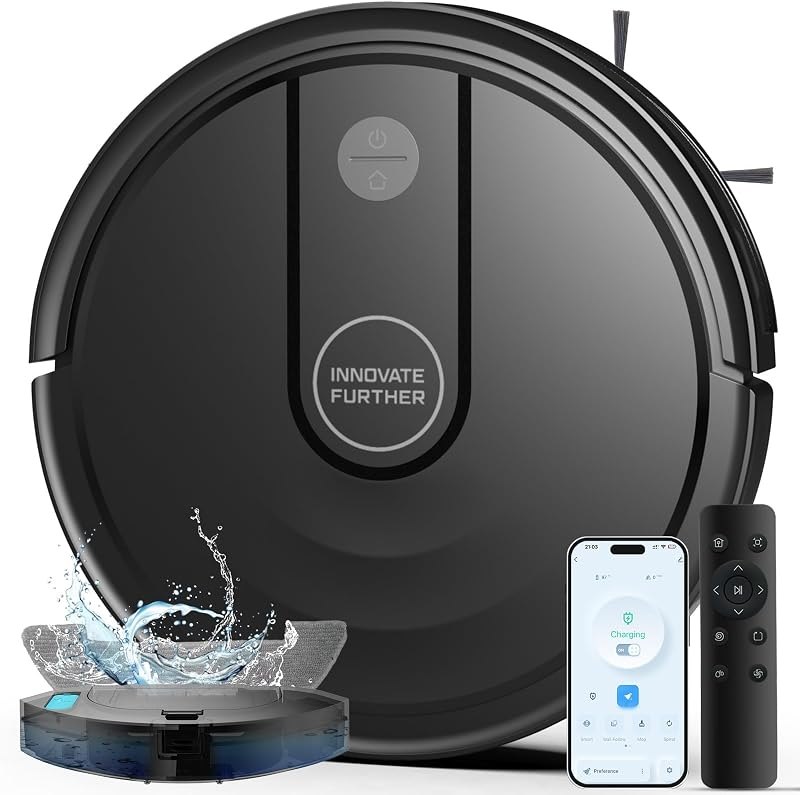 Robot Vacuum and Mop Combo, 5000Pa Robotic Vacuum cleaner with Mopping, with Self-Charging, 3-in-1 Intelligent