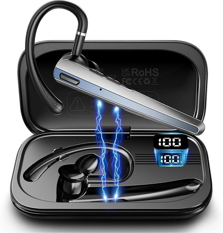 EKVANBEL V5.0 Wireless Bluetooth Earpiece, 1000mAh Charging Case, Up to 96H Talk Time, Dual‑Mic Noise Cancelling