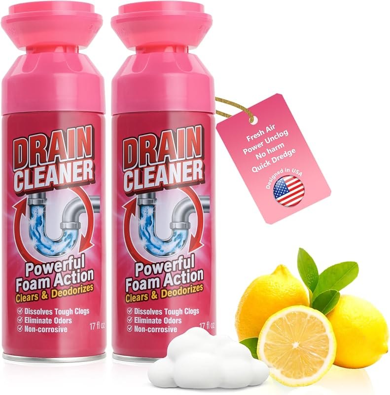 Foaming Drain Cleaner, Sink Cleaner and Deodorizer, Daily Maintenance Odor Remover, Prevents Hair and Grease Build Up
