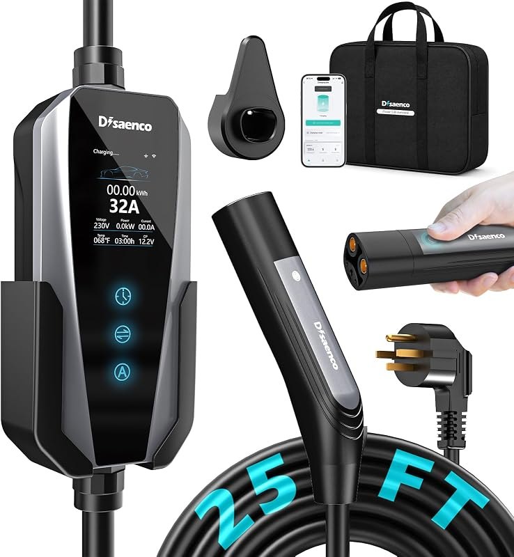 Portable Level 2 EV Charger, 32A, NEMA 14-50, 25 ft, NACS — Tesla Wall Connector for tesla wall connector