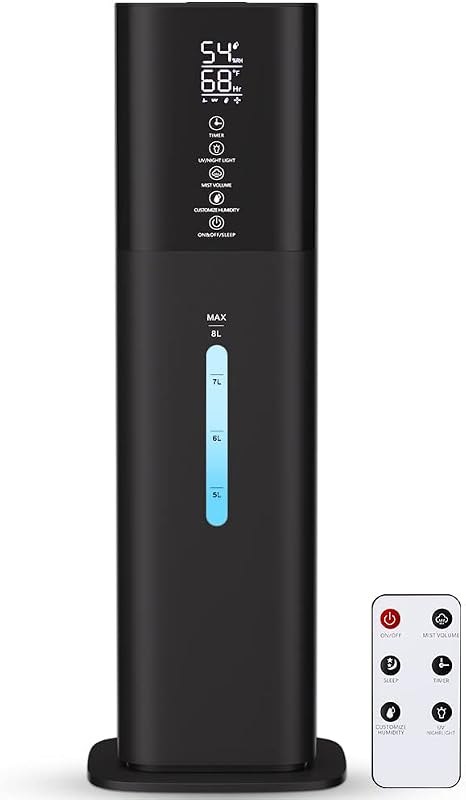 Humidifiers Large Room Bedroom with 7 Colors Light, 2.1Gal(8L) 3 Speed Quiet Ultrasonic Cool Mist Humidifier with 360°