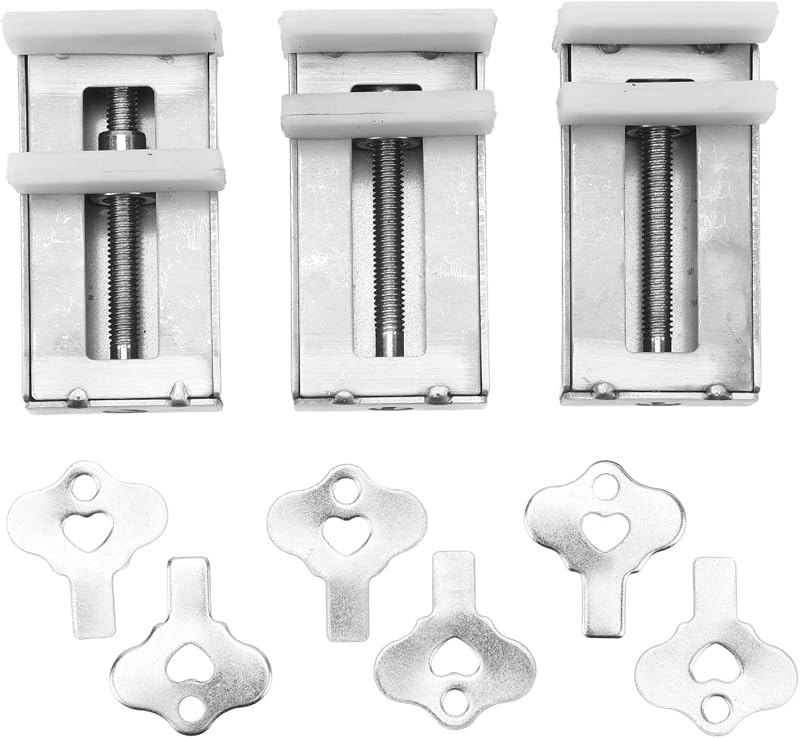 3PCS Sliding Door Window Lock Heavy Duty Steel Alloy Anti Theft Push Pull Stopper Catch Latch for Bathroom Bedroom