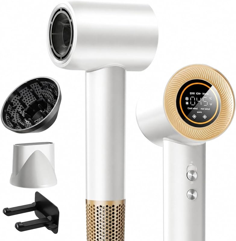 Hair Dryer, 1600W High Speed Ionic Blow Dryer with 500 Million Negative Ions, 160000 RPM Brushless Motor for Fast