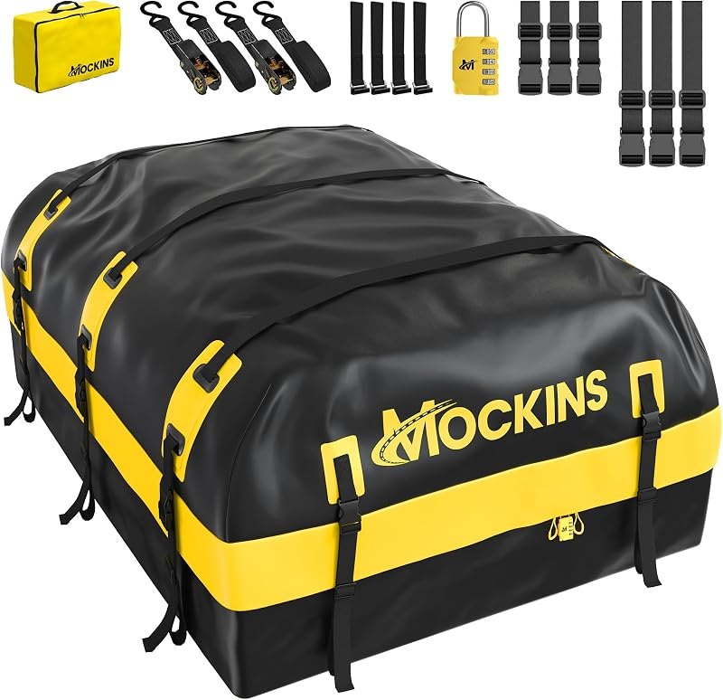 Mockins 20 Cu Ft Yellow Heavy Duty Soft-Shell Waterproof Rooftop Cargo Bag — overlanding roof bag for overlanding roof