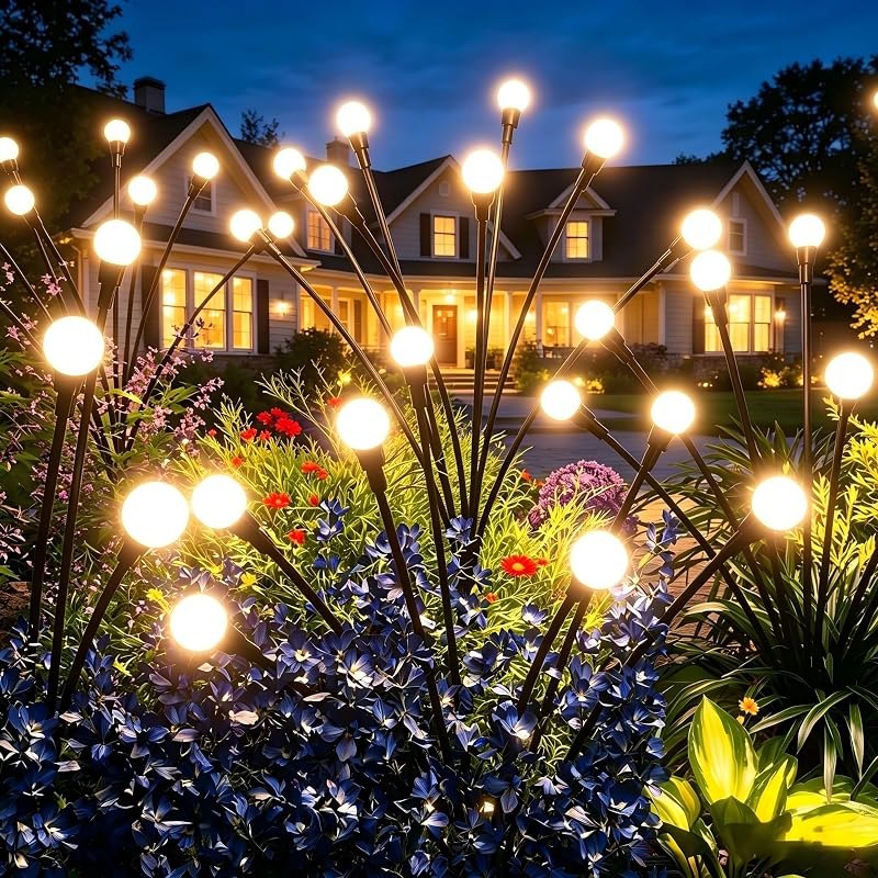 Solar Lights Outdoor 4-Pack 32 LEDs Garden Firefly Light Decoration — solar garden path lights for solar garden path