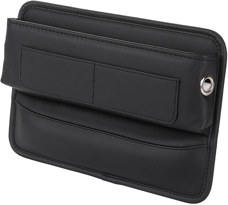 Kitewave Car Seat Gap Filler, Premium PU Leather Front Seat Organizer with Card Slots & Cable Pass-Through, Fits Cars