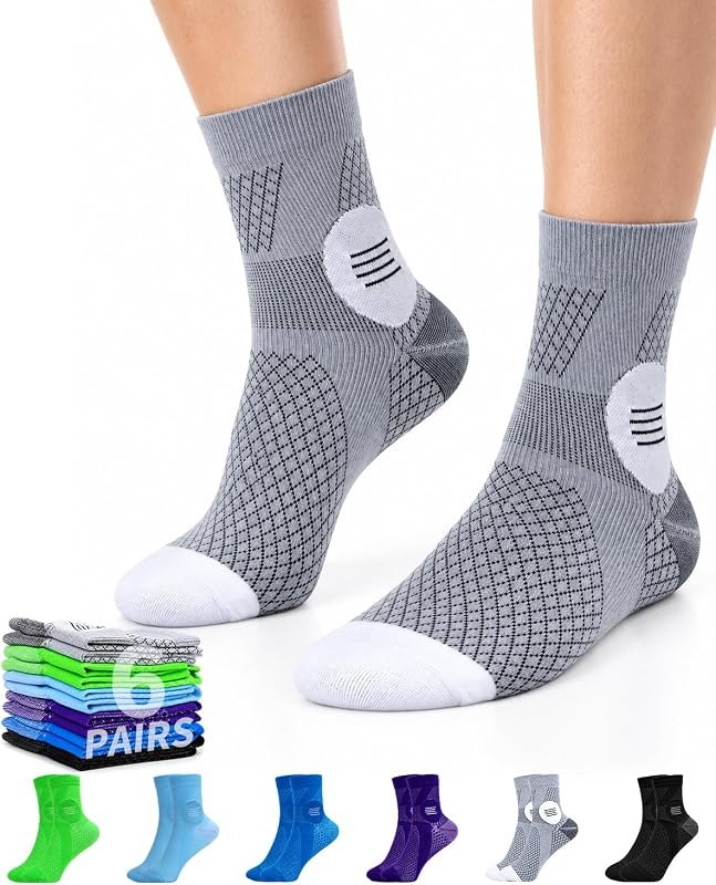 6Pairs Closed Toe Neuropathy Socks, 20-30 mmHg Diabetic Compression for Foot Pain Relief & Swelling — 30 mmHg