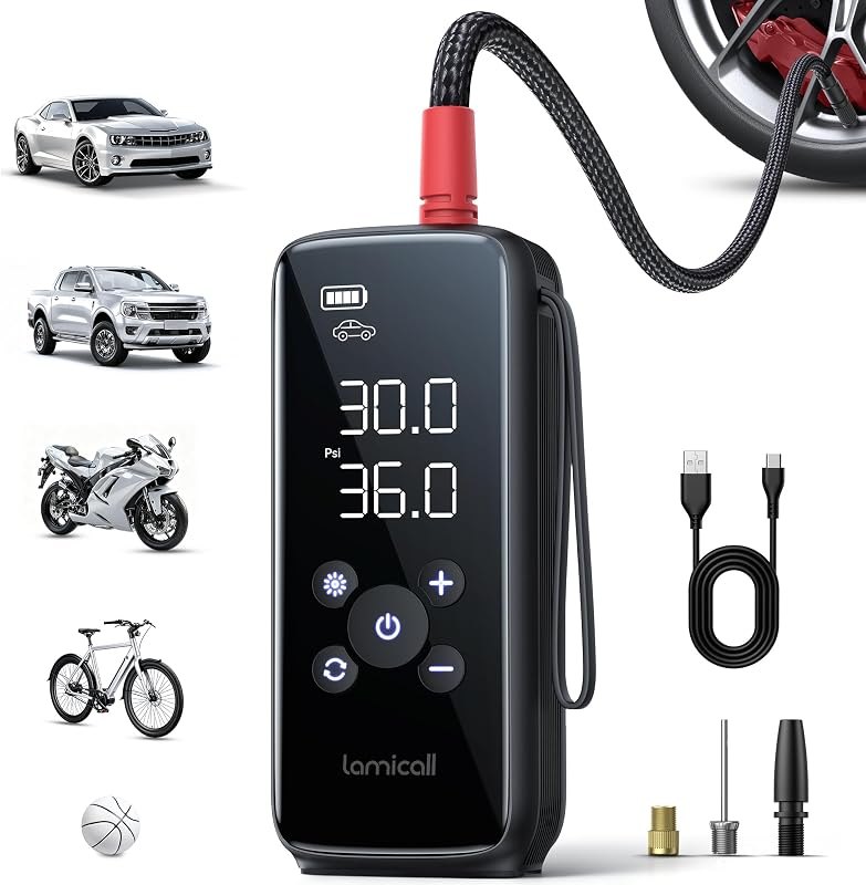Car Tire Inflator Portable Air Compressor, 4X Faster, 150 PSI, 110W — portable tire inflator for portable tire inflator