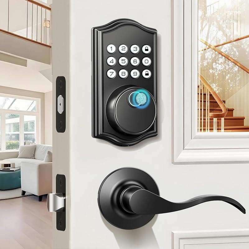 Keyless Entry Door Lock with Handle, Keypad Door Lock with Handle, Fingerprint Door Locks Keyless Entry Door Lock