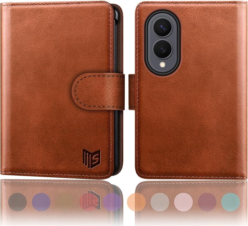 SUANPOT Wallet Case for Samsung Galaxy Z Fold 8, Card Holder, Light Brown — fold 8 folio stand for fold folio stand