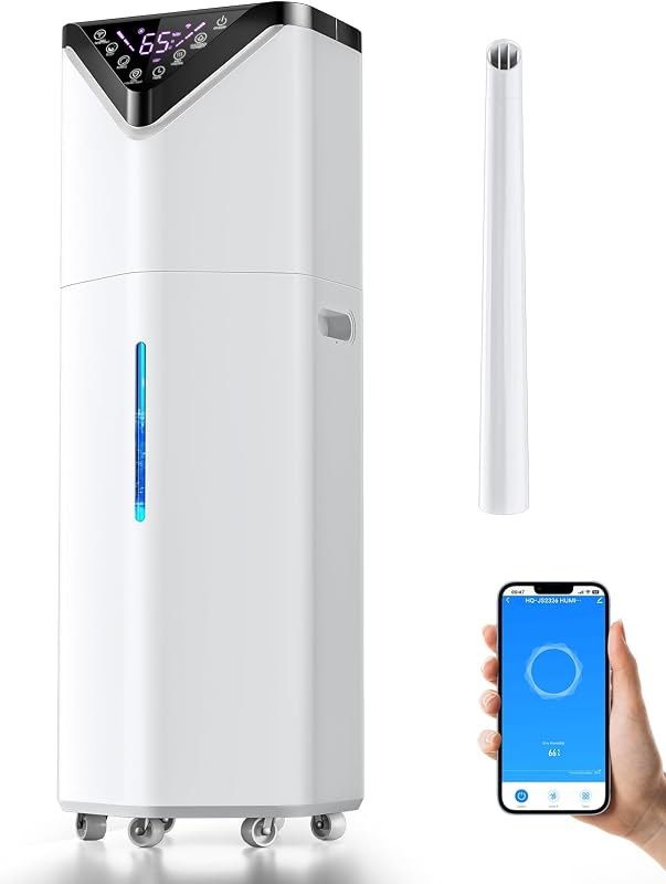 Large Room Humidifier 5 Gallon for Whole House up to 2800 Sq Ft, 1000mL/h Cool Mist Humidifiers, 180° Auto Rotating