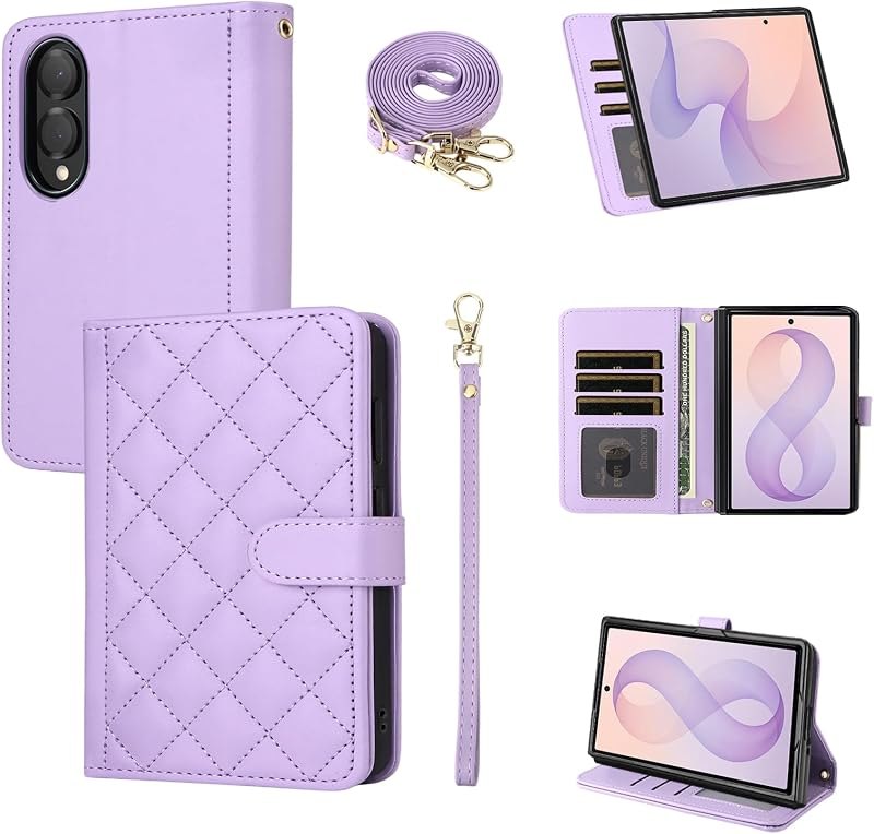 Argyle Wallet Case for Samsung Galaxy Z Fold 8 Women Men Purple — galaxy z fold 8 folio for galaxy fold folio