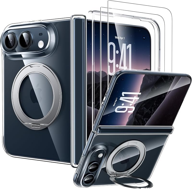 for iPhone Duo Case with Magnetic 360° Ring Stand - Clear