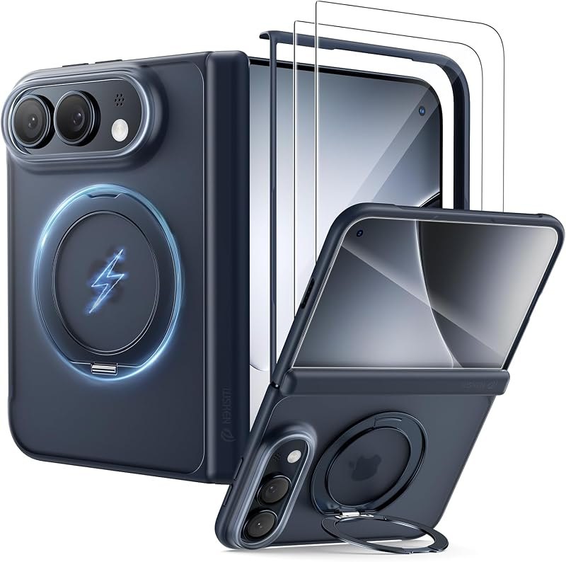 for iPhone Duo Case with Magnetic 360° Ring Stand - Matte Blue — case for iphone duo accessories