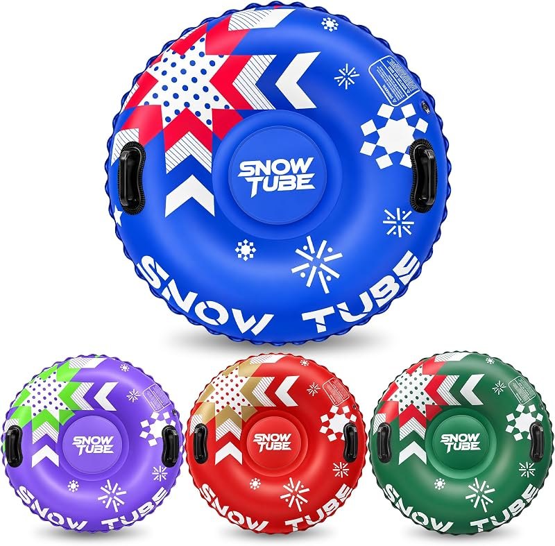 HLDIRECT 36” 2P/4P Inflatable Snow Tube, Heavy Duty Sled for Kids & Adults