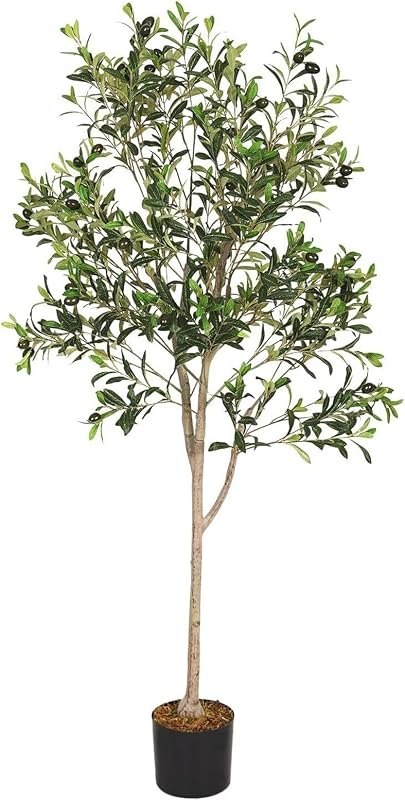 Artificial Tree Plants Artificial Olive Tree, 5 Feet Tall Faux Olive Tree, Potted Fake Plants for Home Indoor Decor