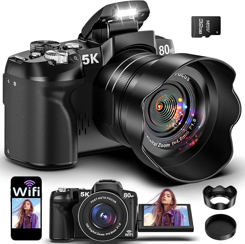 5K Digital Cameras for Photography 80MP WiFi UHD Autofocus Vlogging Camera — cameras digital camera for cameras