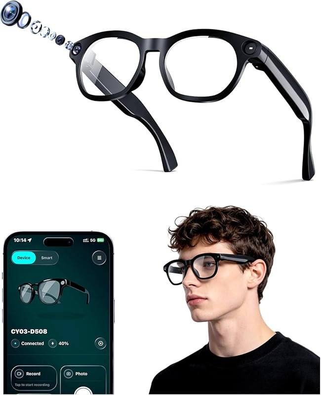 AI Smart Glasses with Camera, 4K HD EIS Video for Travel & Daily Use — open ear smart glasses for open ear smart glasses