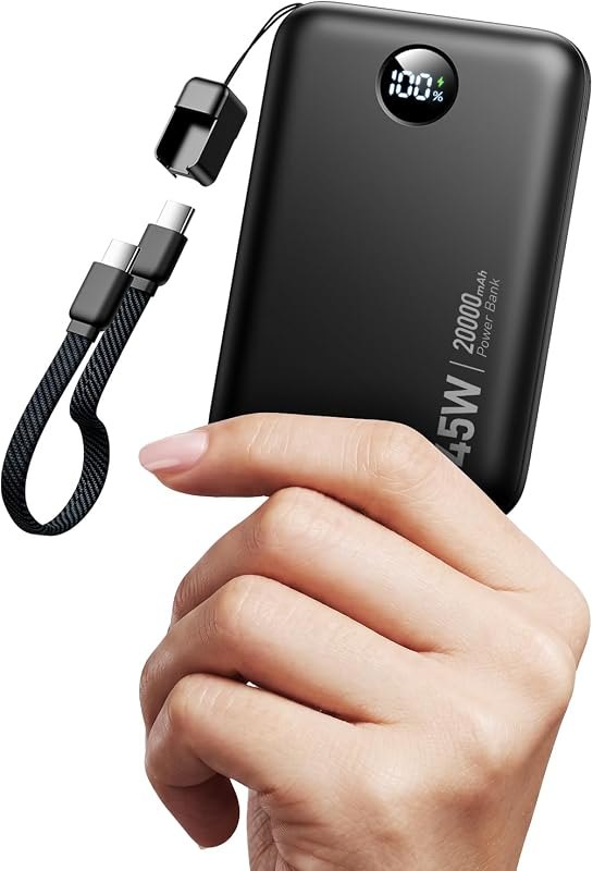 Portable Charger 45W Fast Charging, 20000mAh Smaller Power Bank with Cable — best phone power bank for phone power bank
