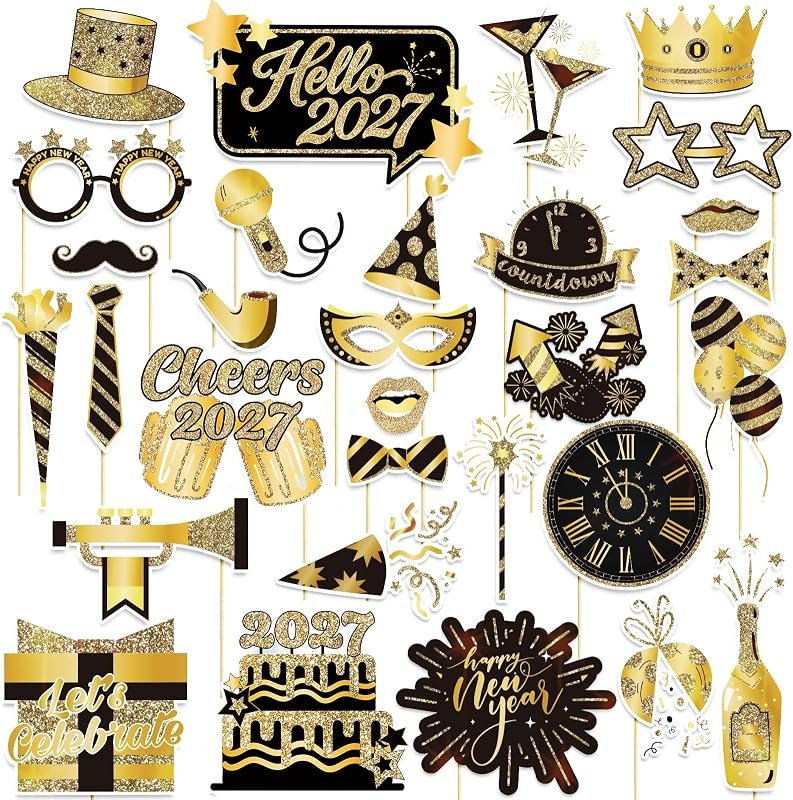 Pack of 30 — new years eve photo booth props for new years eve photo