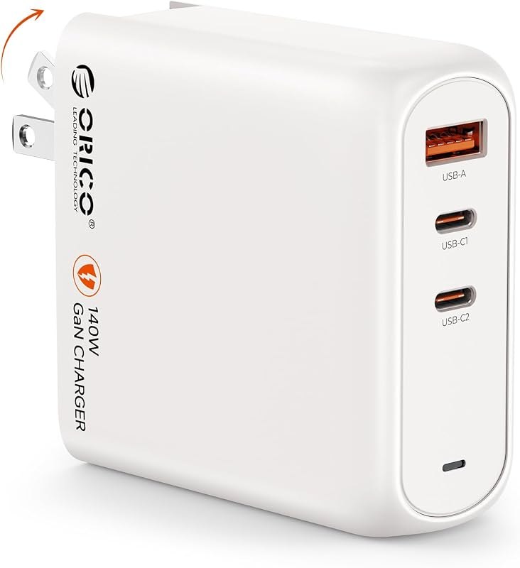ORICO 140W 3-Port GaN Charger Block, Foldable Fast Charging Power Adapter — best 140W GaN charger for 140w gan charger
