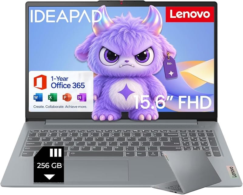 Lenovo IdeaPad Slim 3i 15.6" FHD Laptop Computer, Quad-Core Intel N150 — Student Laptop Stand for student laptop stand